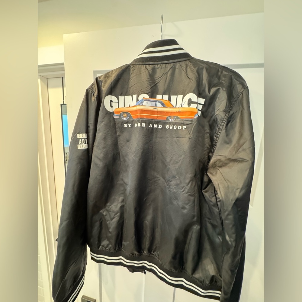 Gin & Juice Black Bomber Jacket with Orange Car Graphic
